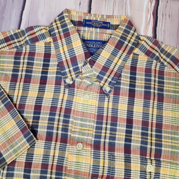 NWT Pendleton Mens Small Oceanside Multicolor Short Sleeve Button Down‎ Shirt - Picture 1 of 6